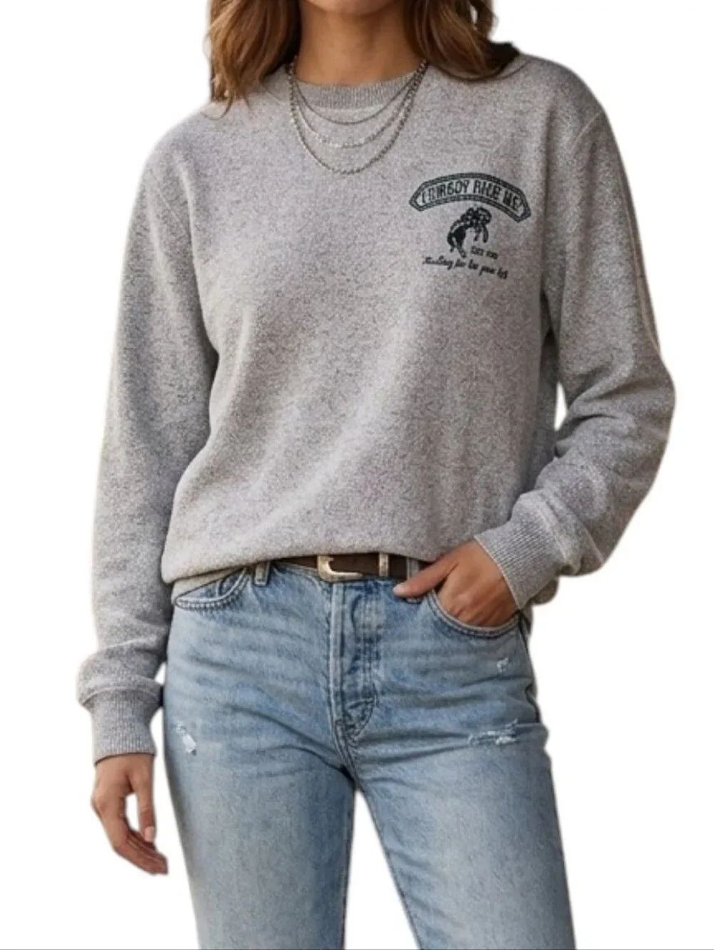 Taylor Swift Cowboy Like Me Crewneck Sweatshirt Grey Evermore Merch Small S